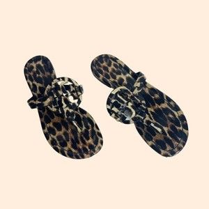 Tory Burch Miller Leopard Patent Leather Sandals.